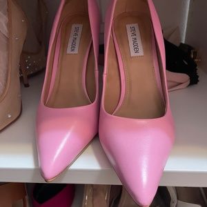 SOLD!  new never worn w/out box. Size 7 Heel height approx 4 inches Bubble gum